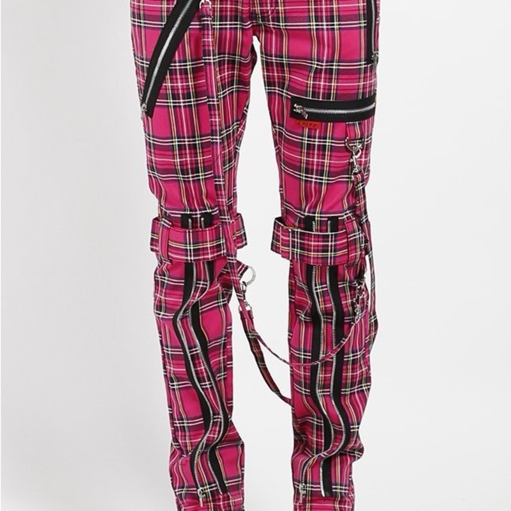 Tripp nyc Royal Bones Pink Plaid Jeans